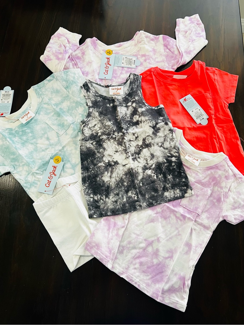 Cat & Jack Black Tie-Dye Tank Top with Multicolor Tie-Dye Tees